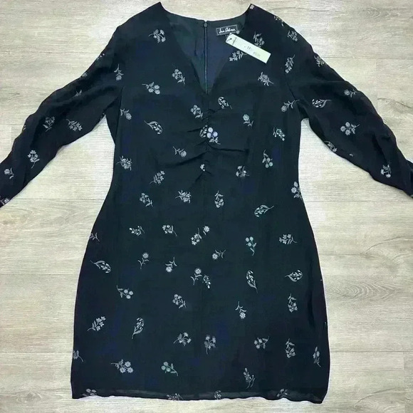 Nwt Sam Edelman black floral Long Sleeves Evening Dress Size 14 - Picture 1 of 6